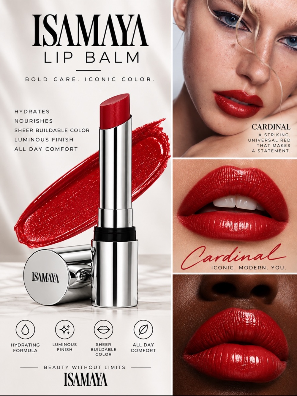 Isamaya Cardinal lip balm Pearlescent, vitamin E-infused melting balm